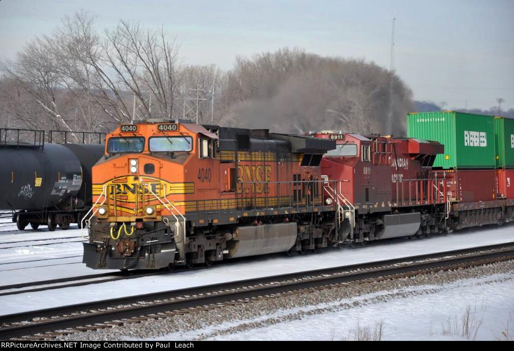 Stack train rolls east